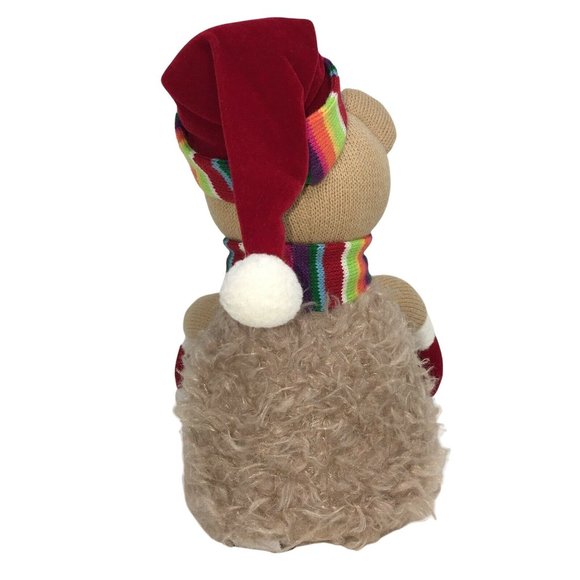 Gund Knit Plush Christmas Bear With Colorful Scarf Santa Hat 13" Stuffed Animal - Picture 6 of 12